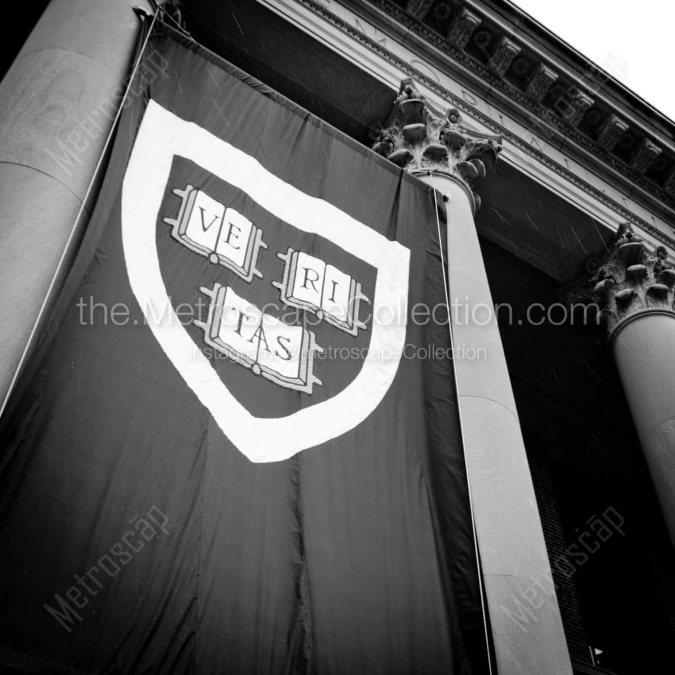 veritas banners widener library harvard commencement Black & White Wall Art