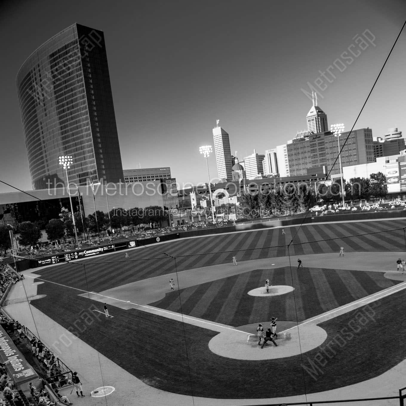 victory field indy skyline Black & White Wall Art