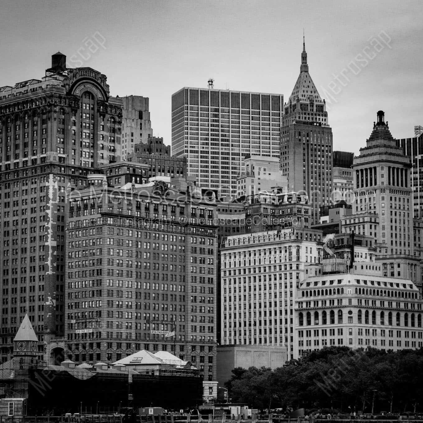 vintage new york skyline Black & White Wall Art