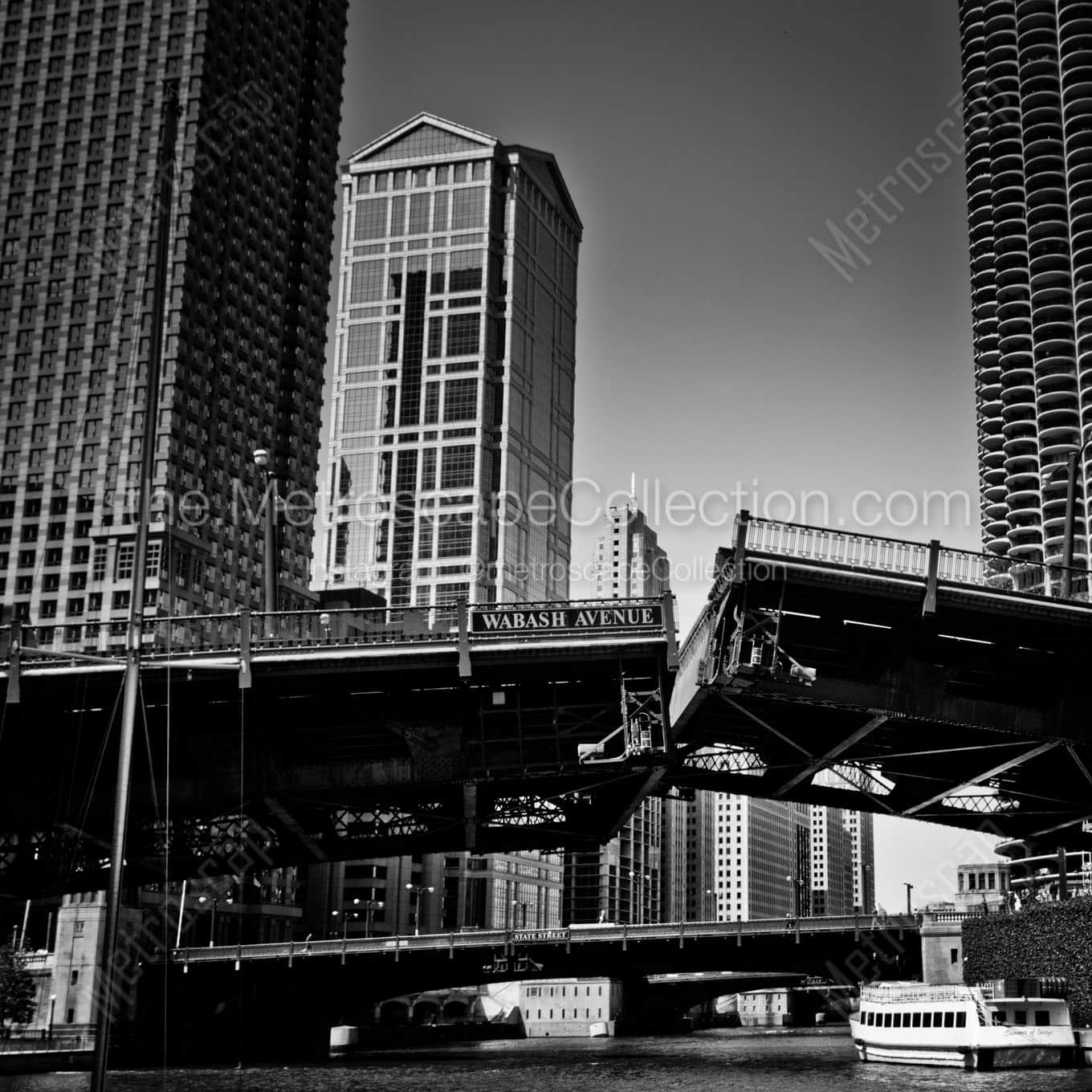 wabash avenue draw bridge Black & White Wall Art