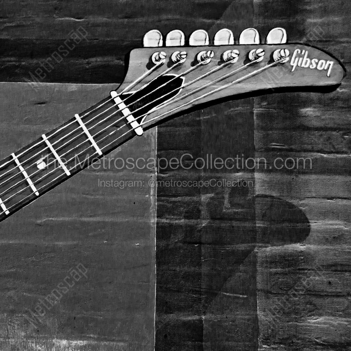 wall mural of memphis gibson guiter Black & White Wall Art