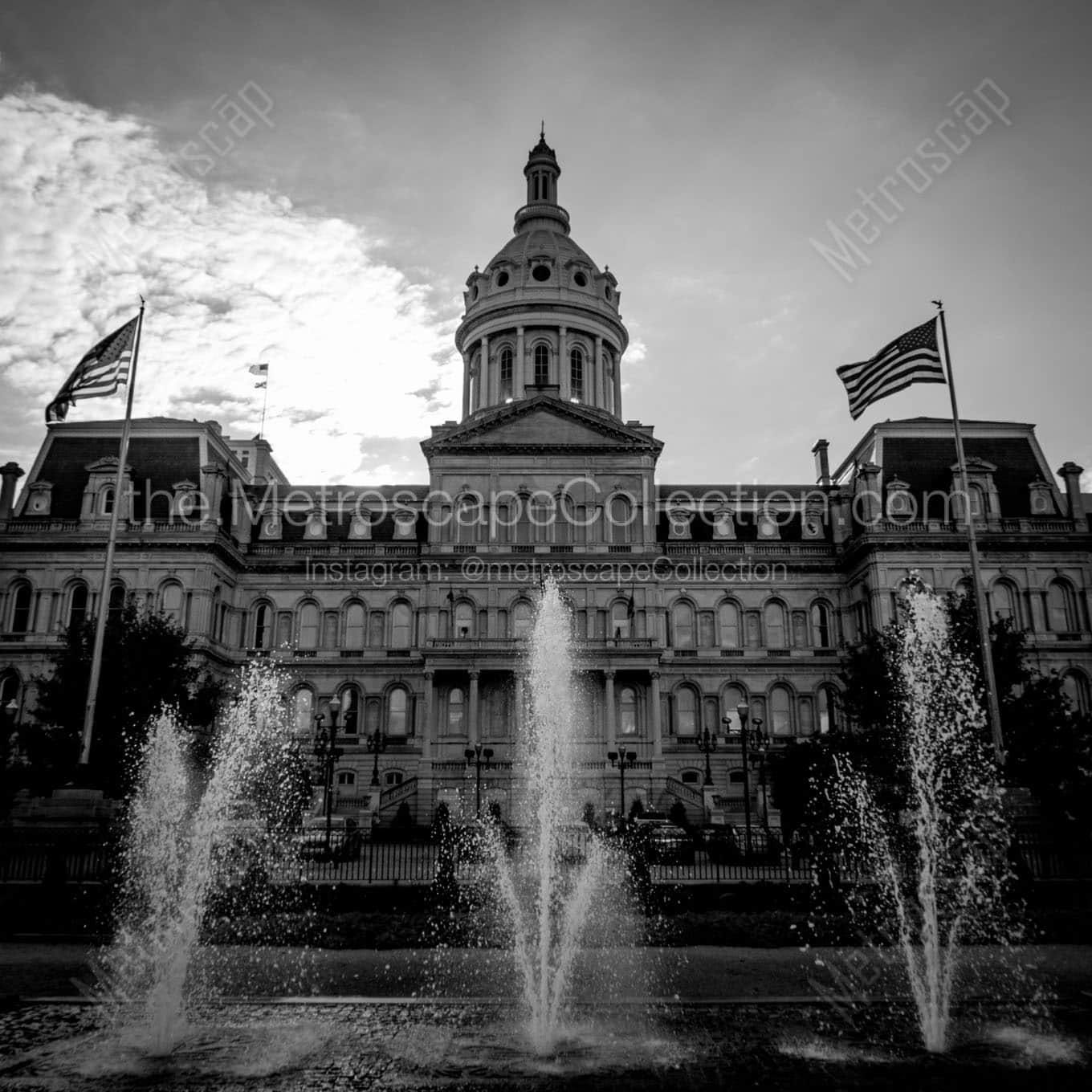 war memorial baltimore city hall Black & White Wall Art