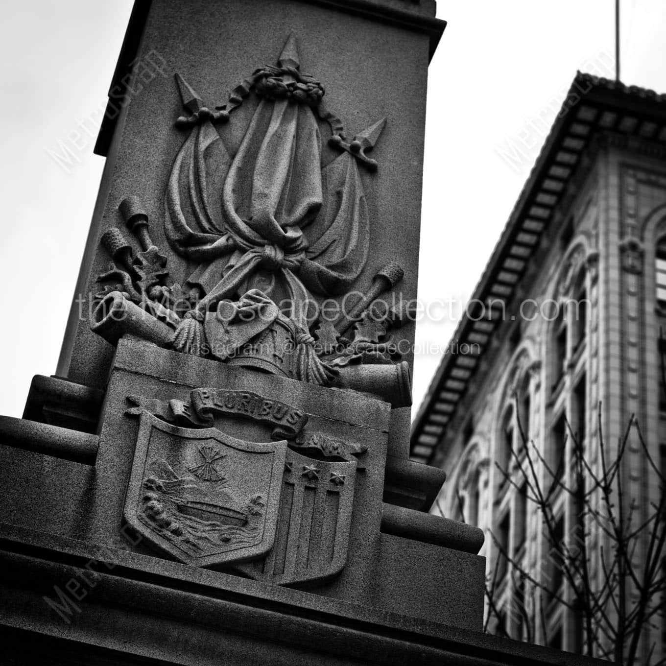 war memorial in downtown youngstown Black & White Wall Art