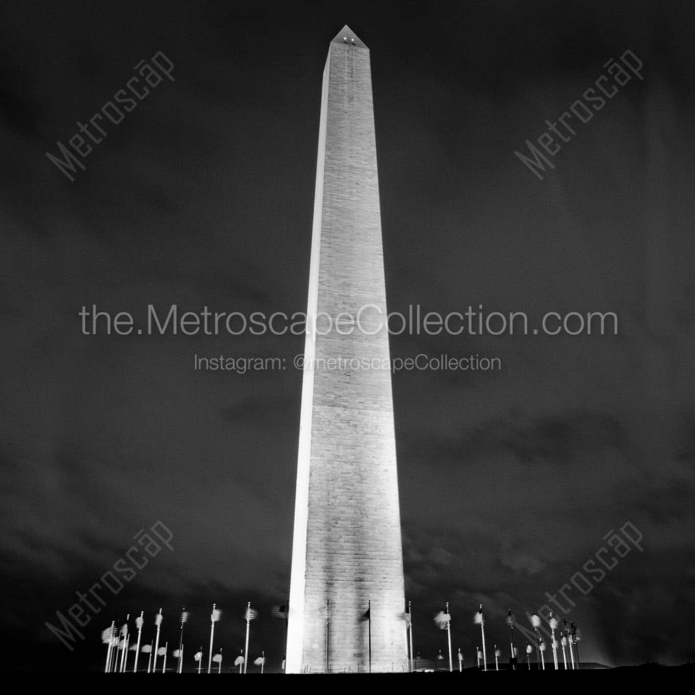 washington monument at night Black & White Wall Art