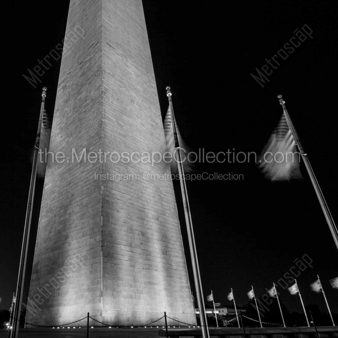 washington monument us flags Black & White Wall Art