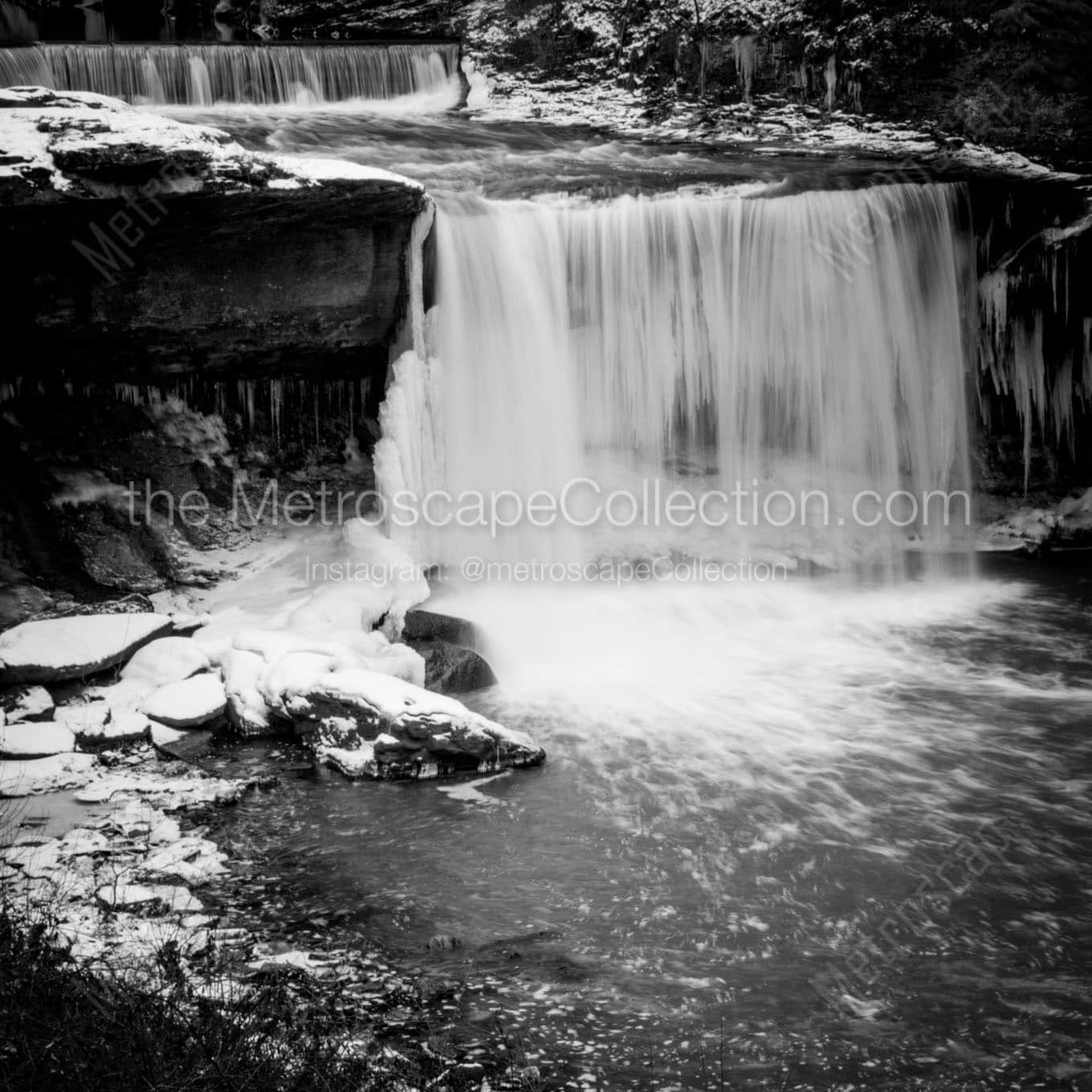 waterfall at lantermans mill Black & White Wall Art