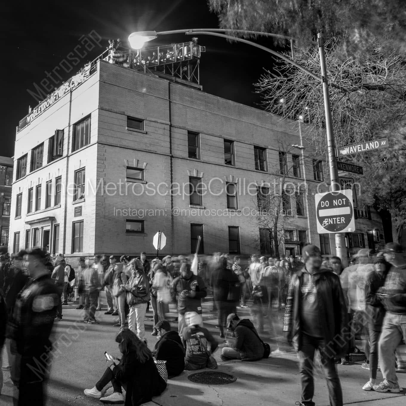 waveland avenue rooftops world series Black & White Wall Art