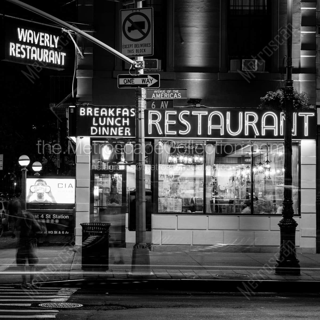 waverly restaurant 6th avenue Black & White Wall Art