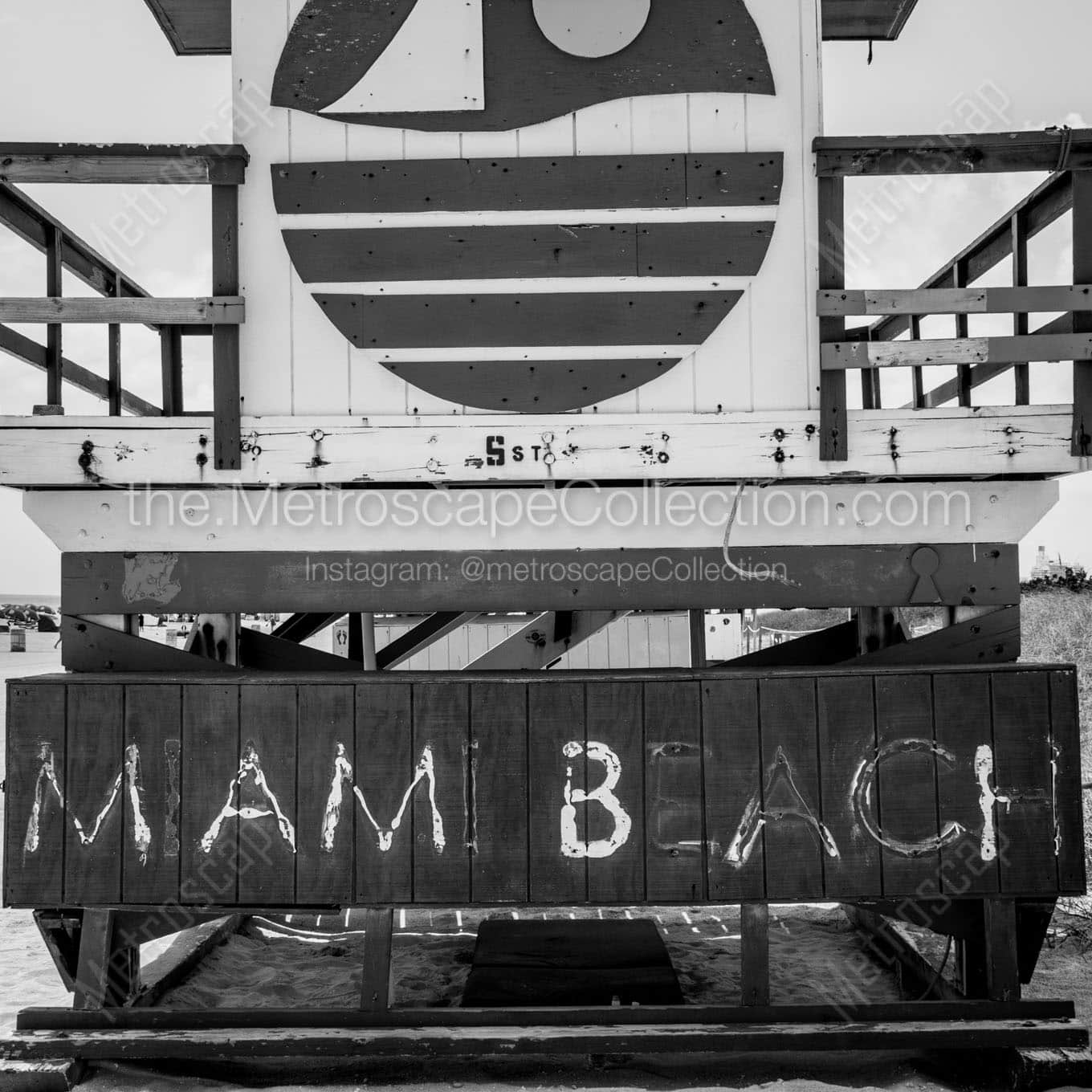 weathered miami beach lifeguard hut Black & White Wall Art