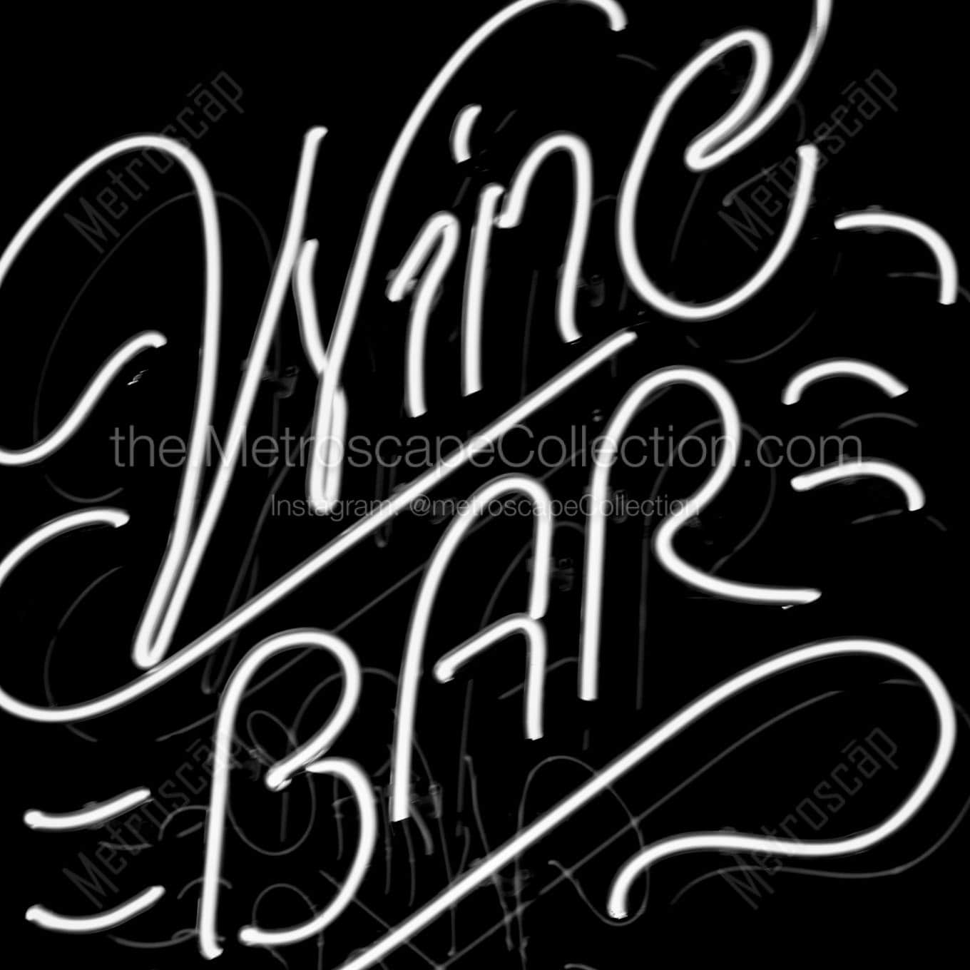 wine bar neon sign Black & White Wall Art