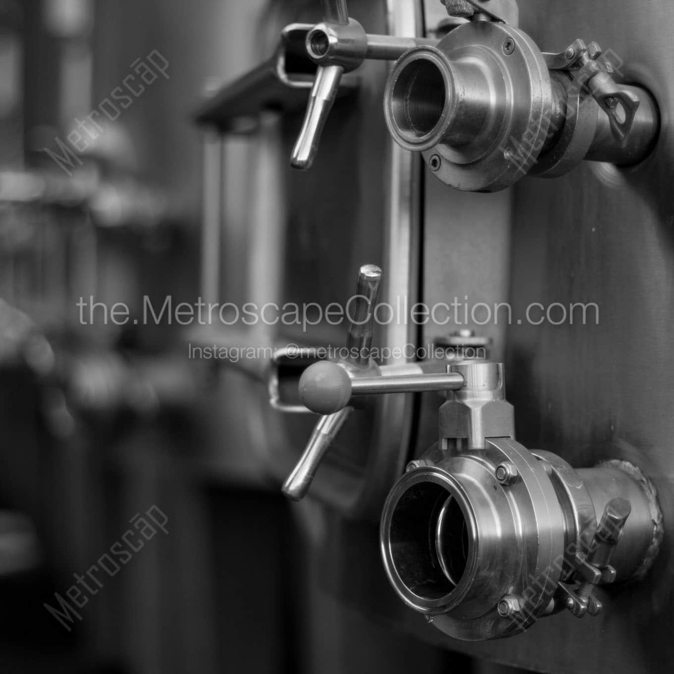 wine tank valves Black & White Wall Art