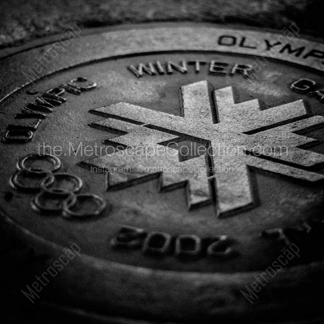 winter olympics manhole cover Black & White Wall Art