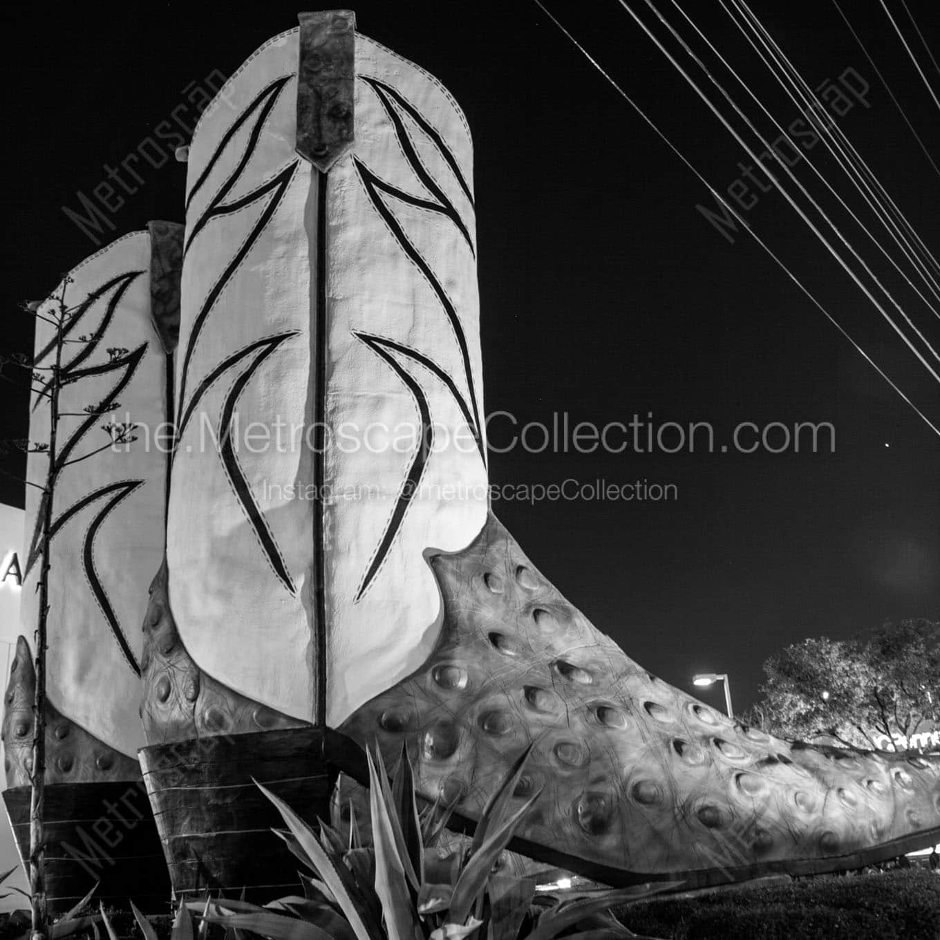 worlds largest cowboy boots Black & White Wall Art