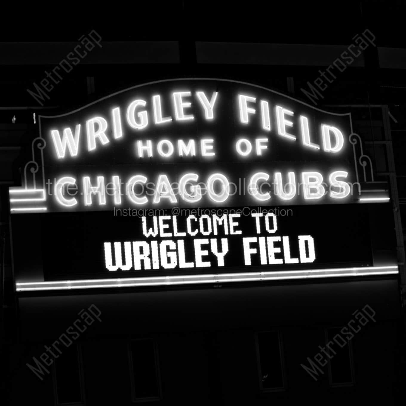 wrigley field home of chicago cubs Black & White Wall Art