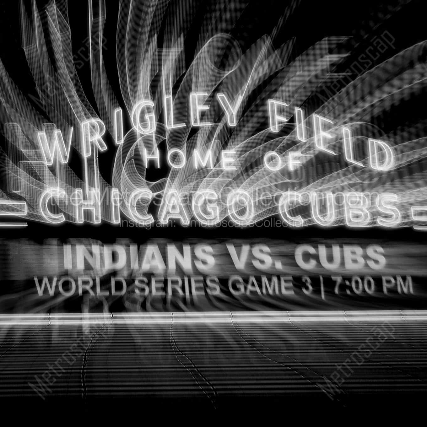 wrigley field sign world series Black & White Wall Art