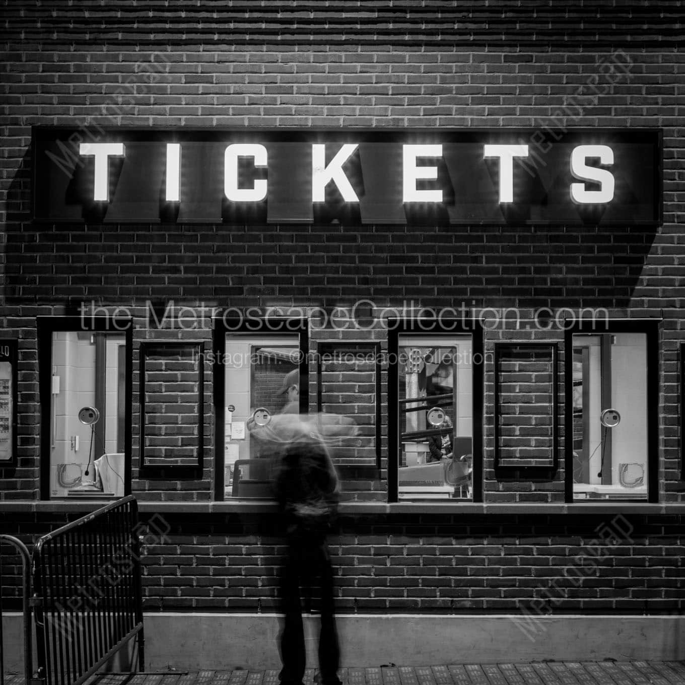 wrigley field ticket window at night Black & White Wall Art