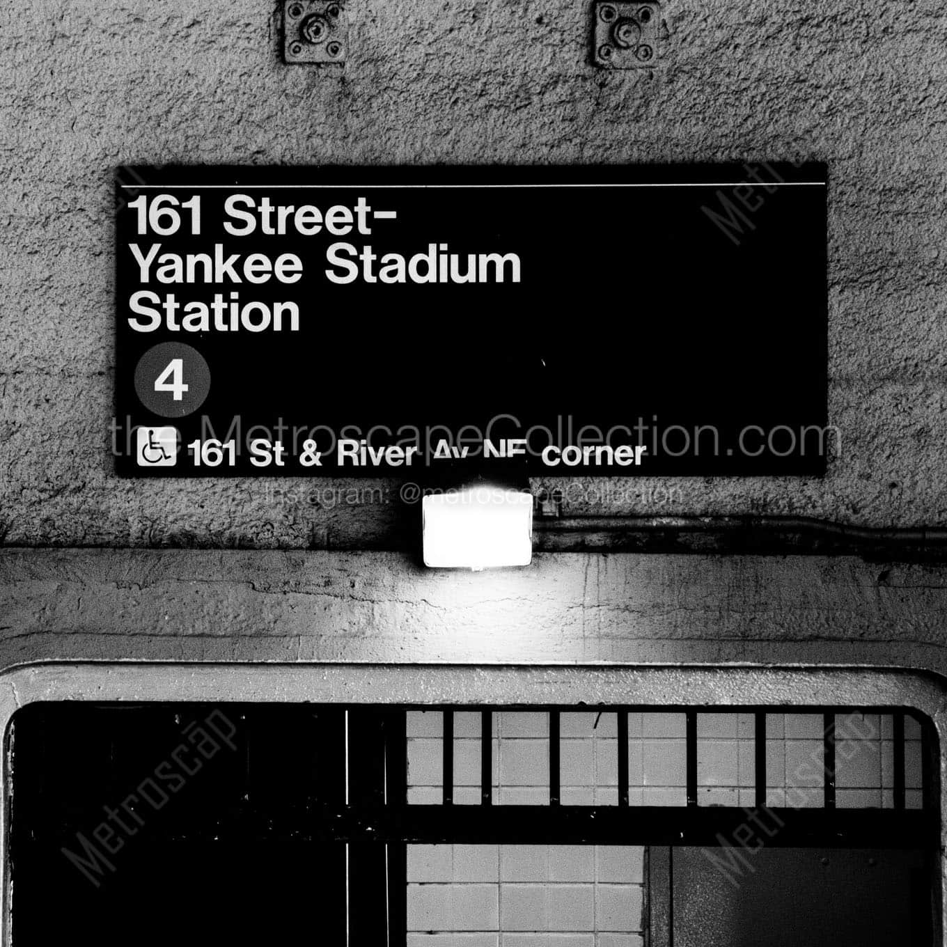 yankee stadium 4 train 161st Black & White Wall Art