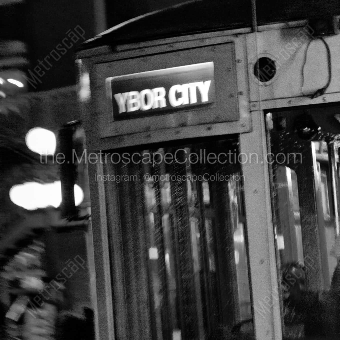 ybor city streetcar Black & White Wall Art