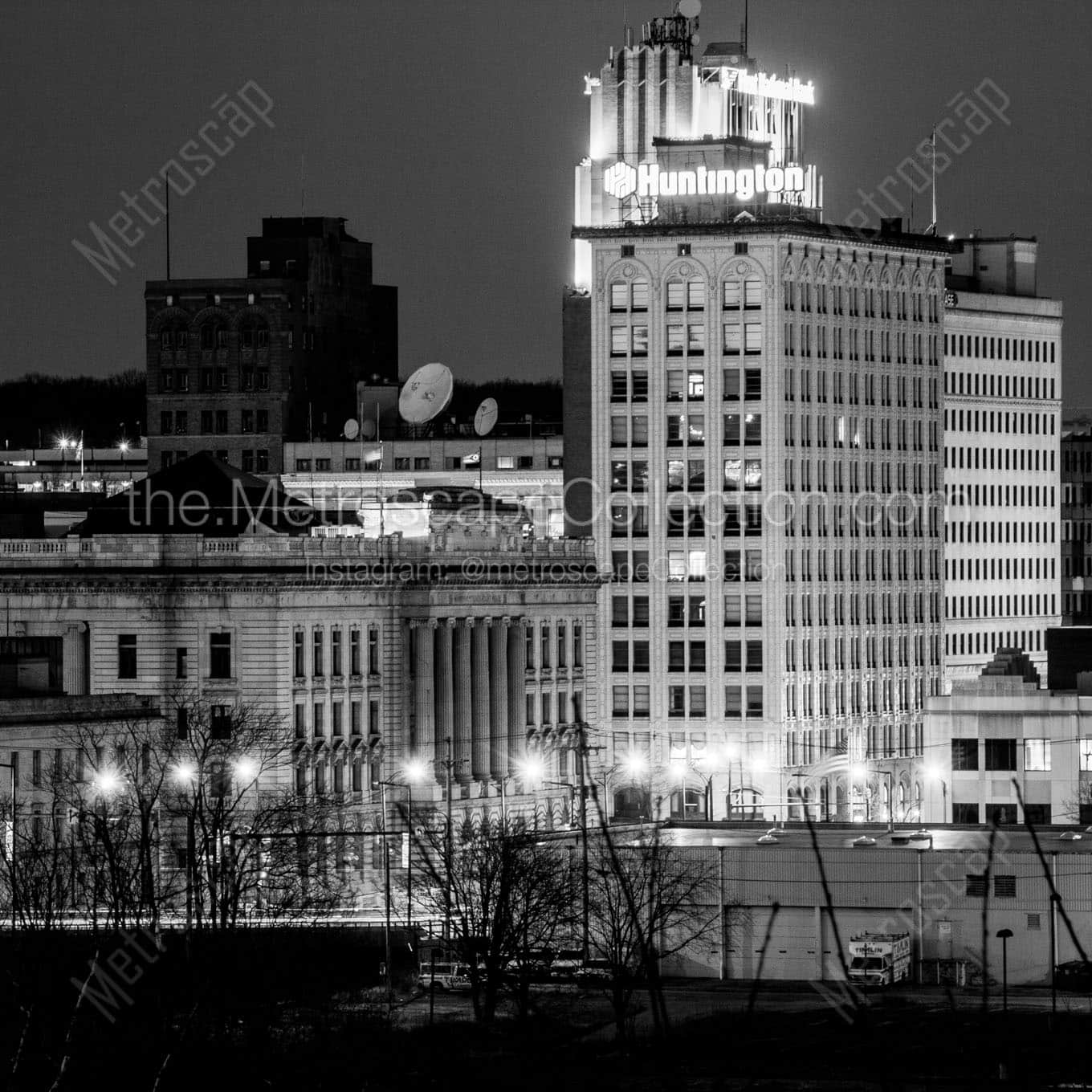 youngstown skyline at night Black & White Wall Art
