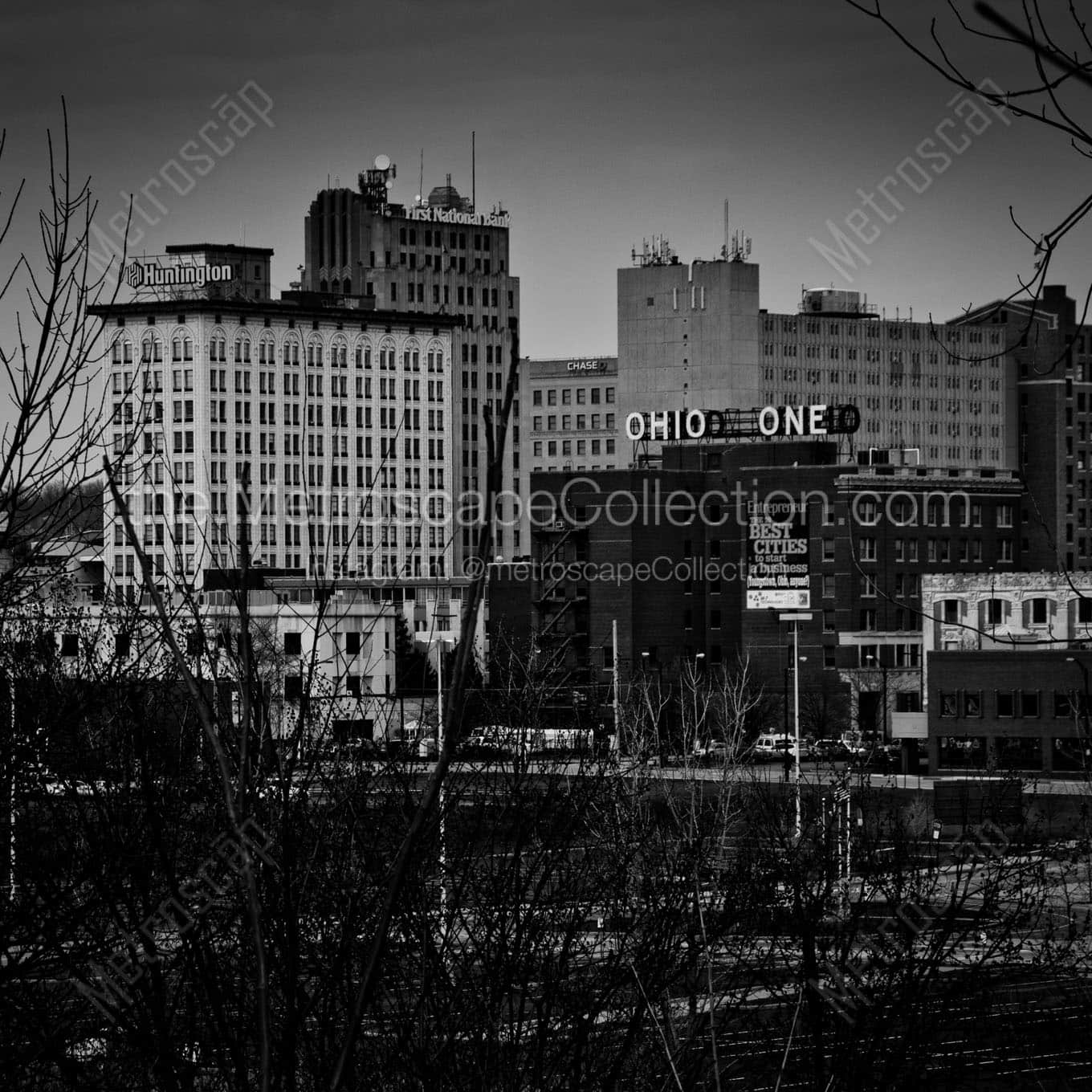 youngstown skyline from woodland ave Black & White Wall Art